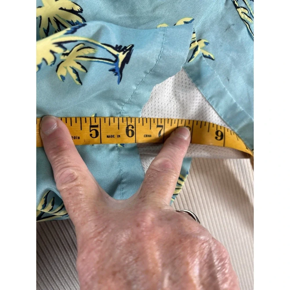 Hollister Men's Aqua Blue Swim Trunks Palm Trees Drawstring 6